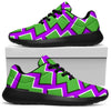 Green Shapes Moving Optical Illusion Sport Shoes GearFrost