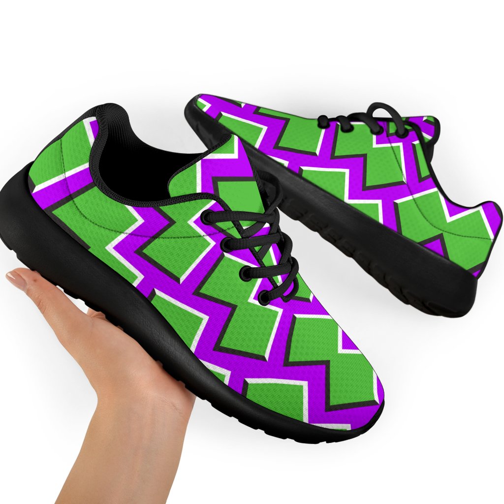 Green Shapes Moving Optical Illusion Sport Shoes GearFrost