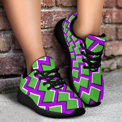 Green Shapes Moving Optical Illusion Sport Shoes GearFrost