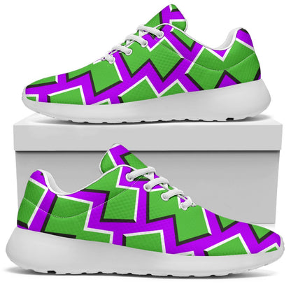 Green Shapes Moving Optical Illusion Sport Shoes GearFrost