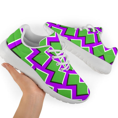 Green Shapes Moving Optical Illusion Sport Shoes GearFrost