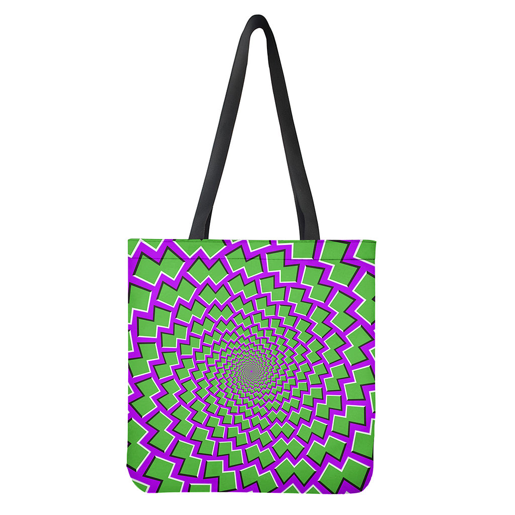 Green Shapes Moving Optical Illusion Tote Bag