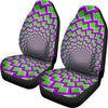 Green Shapes Moving Optical Illusion Universal Fit Car Seat Covers