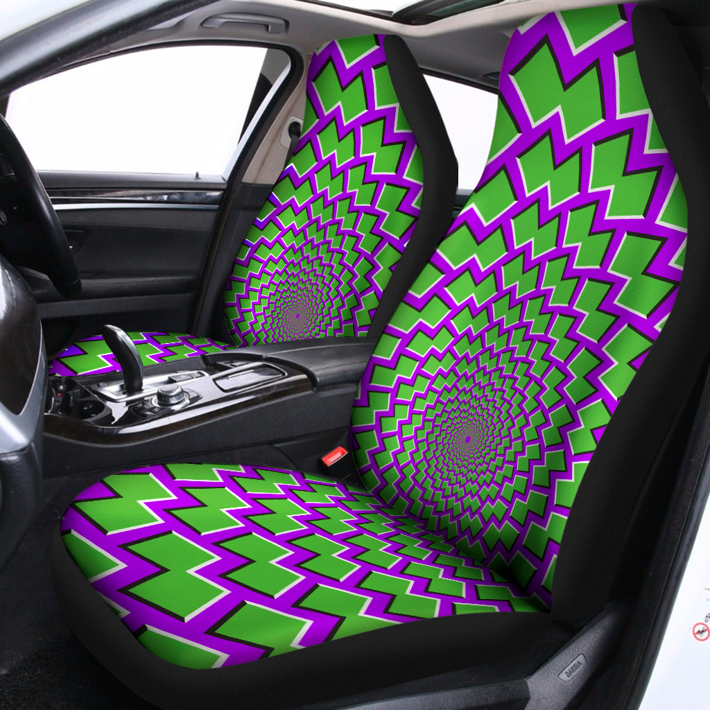 Green Shapes Moving Optical Illusion Universal Fit Car Seat Covers
