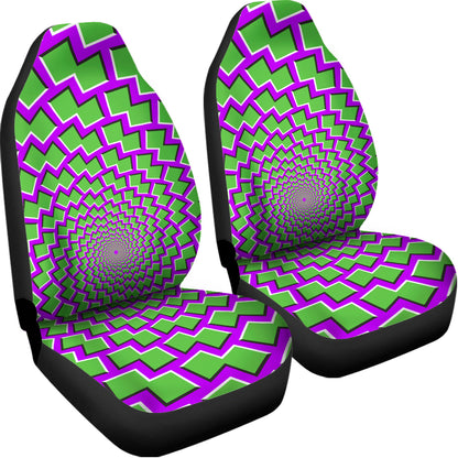 Green Shapes Moving Optical Illusion Universal Fit Car Seat Covers