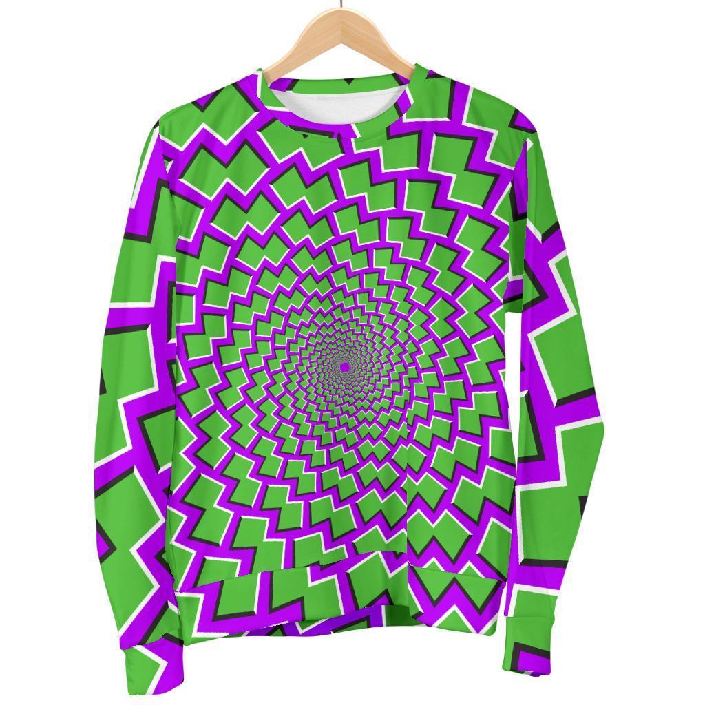 Green Shapes Moving Optical Illusion Women's Crewneck Sweatshirt GearFrost