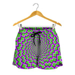 Green Shapes Moving Optical Illusion Women's Shorts