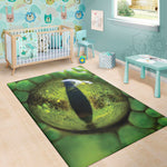 Green Snake Eye Print Area Rug