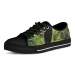 Green Snake Eye Print Black Low Top Shoes 