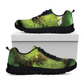 Green Snake Eye Print Black Running Shoes