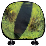 Green Snake Eye Print Car Headrest Covers