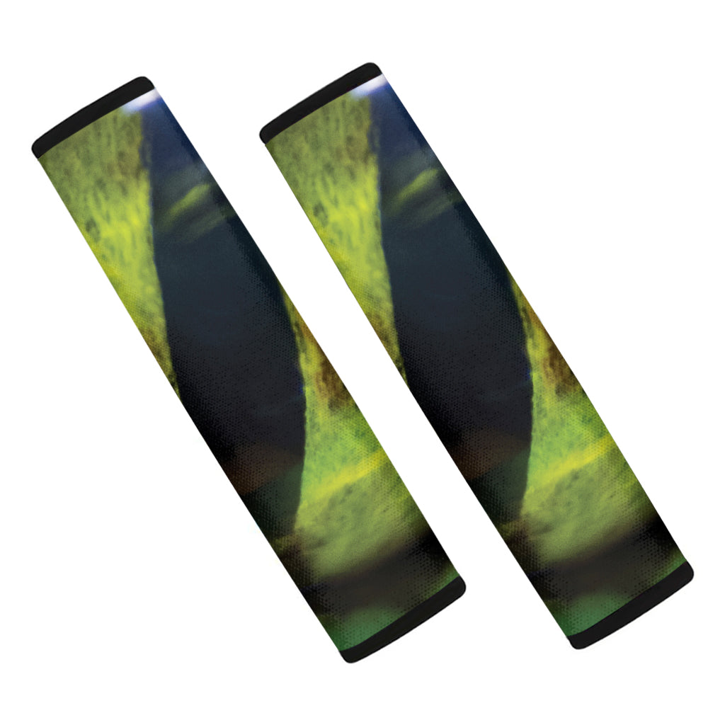 Green Snake Eye Print Car Seat Belt Covers