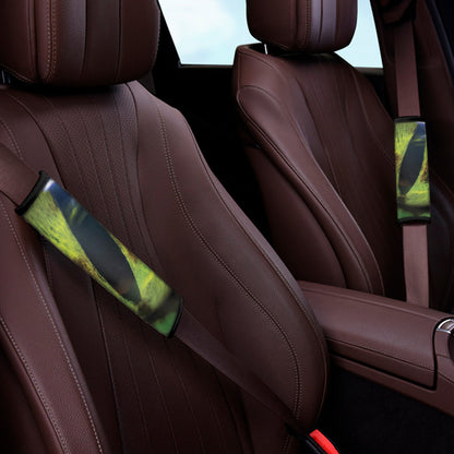 Green Snake Eye Print Car Seat Belt Covers