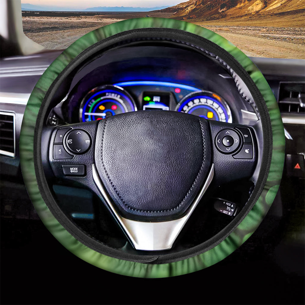Green Snake Eye Print Car Steering Wheel Cover