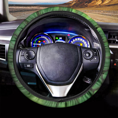 Green Snake Eye Print Car Steering Wheel Cover