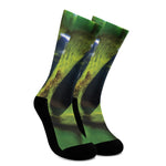 Green Snake Eye Print Crew Socks