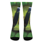 Green Snake Eye Print Crew Socks
