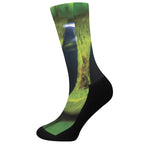 Green Snake Eye Print Crew Socks