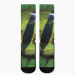 Green Snake Eye Print Crew Socks