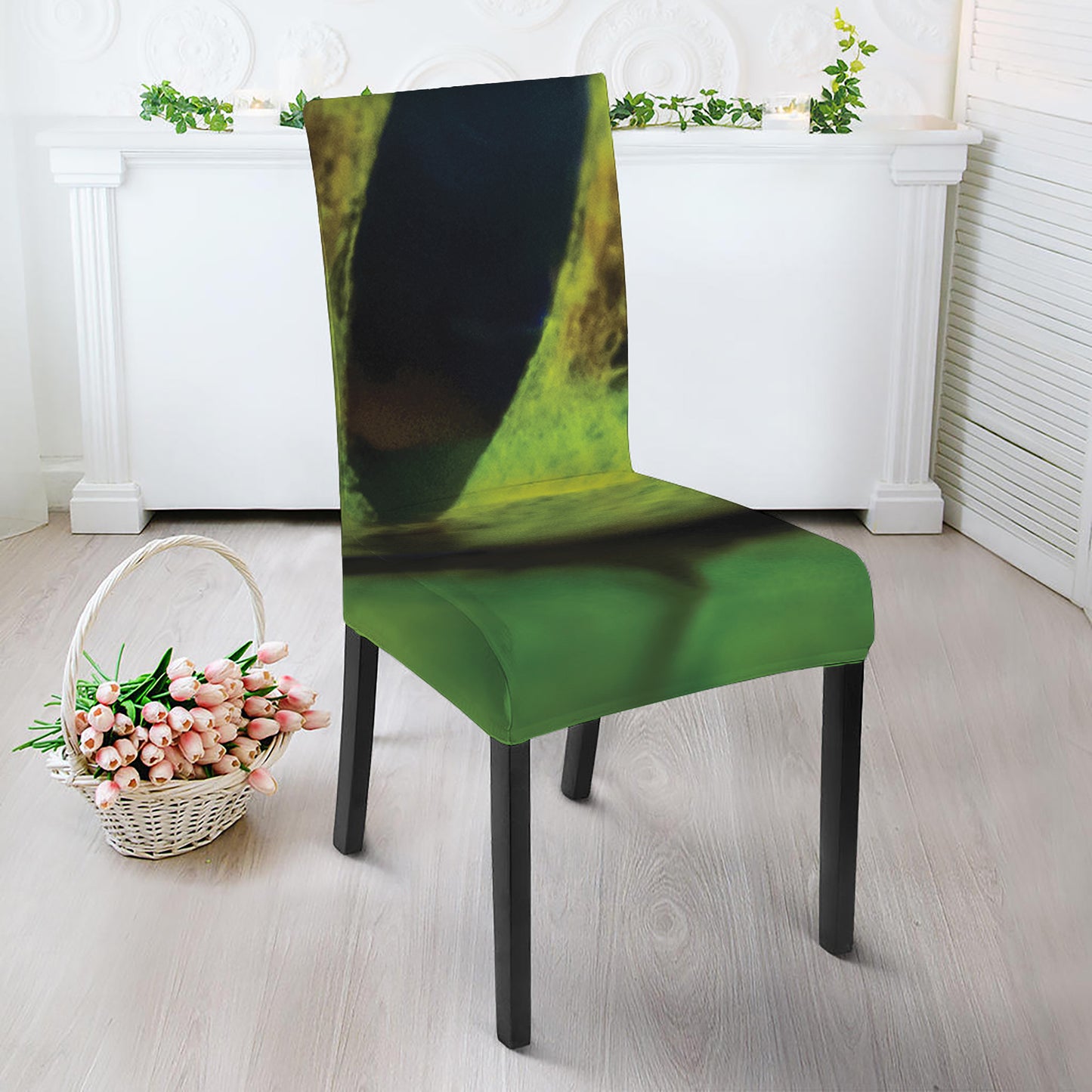 Green Snake Eye Print Dining Chair Slipcover