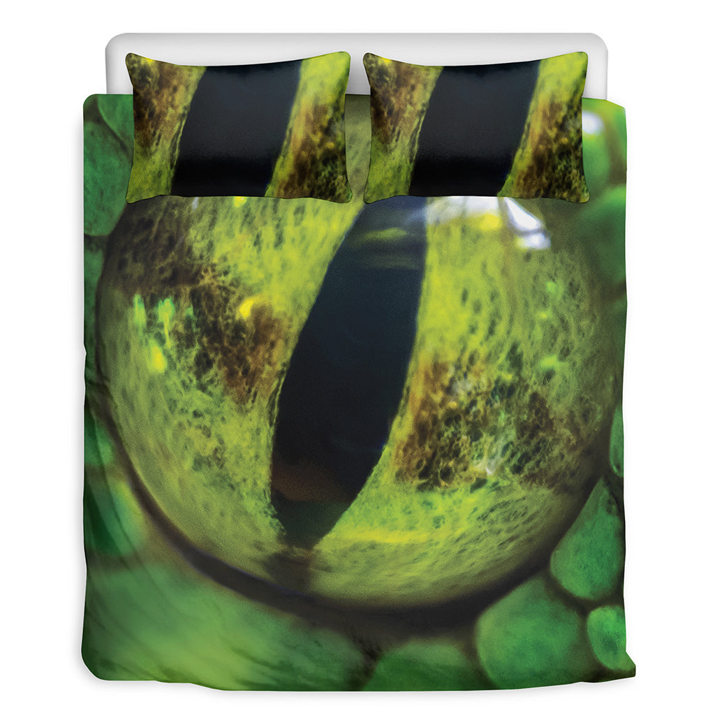 Green Snake Eye Print Duvet Cover Bedding Set