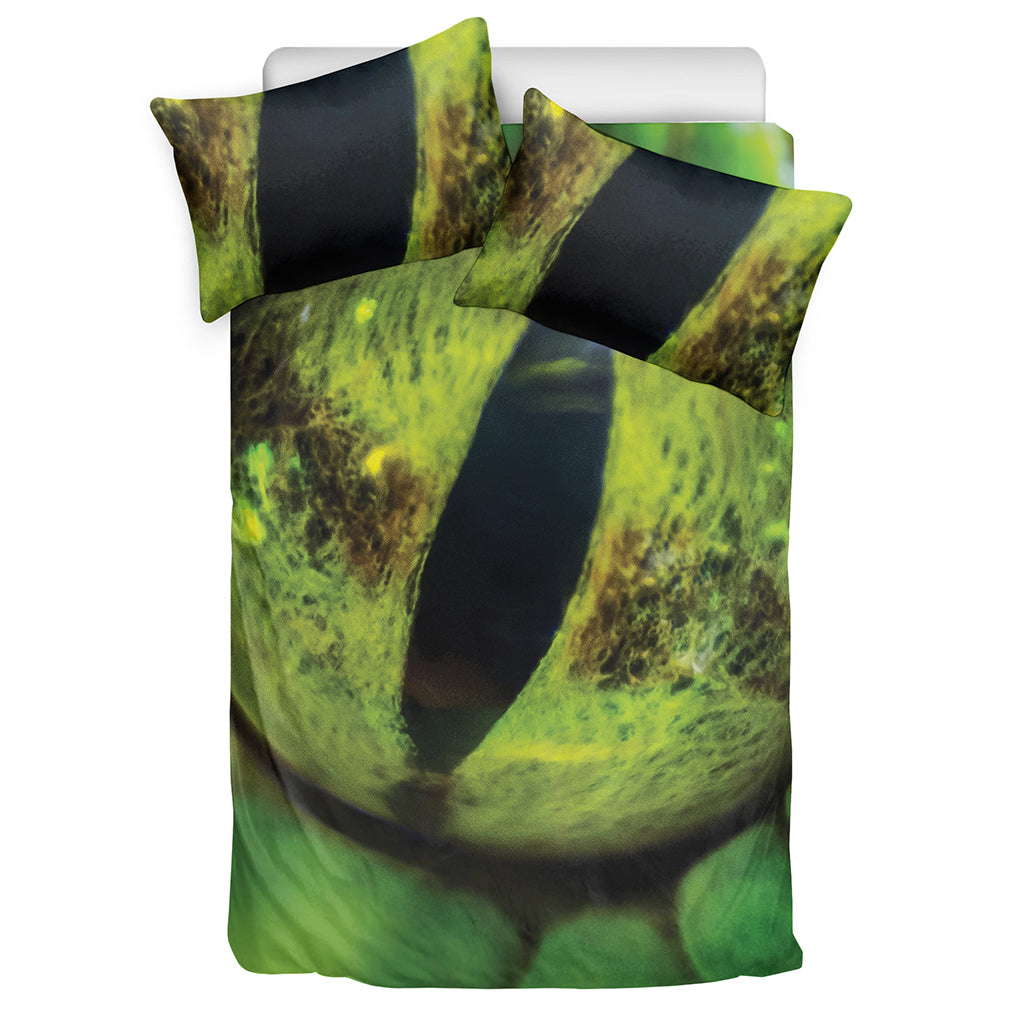 Green Snake Eye Print Duvet Cover Bedding Set