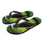 Green Snake Eye Print Flip Flops