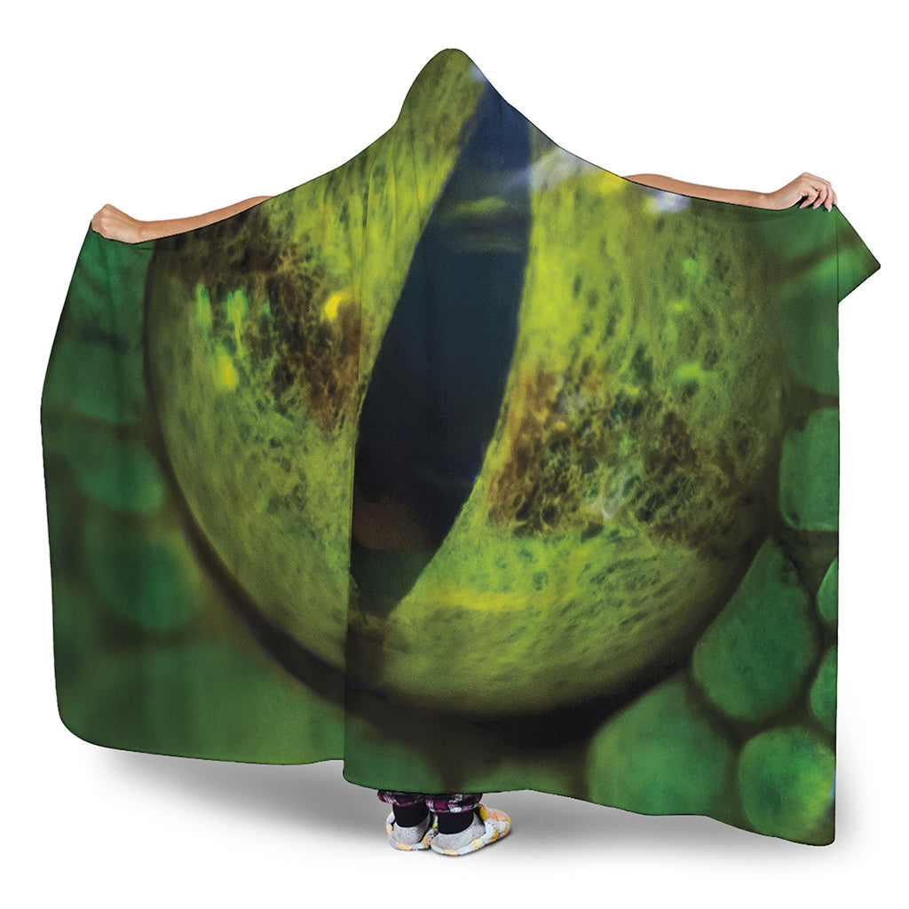 Green Snake Eye Print Hooded Blanket