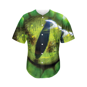 Green Snake Eye Print Men's Baseball Jersey