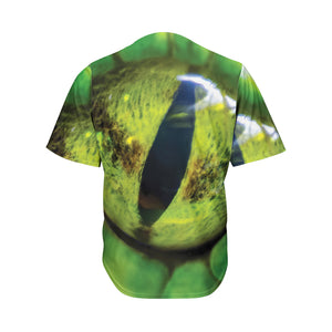 Green Snake Eye Print Men's Baseball Jersey