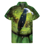 Green Snake Eye Print Men's Short Sleeve Shirt
