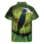 Green Snake Eye Print Men's Short Sleeve Shirt