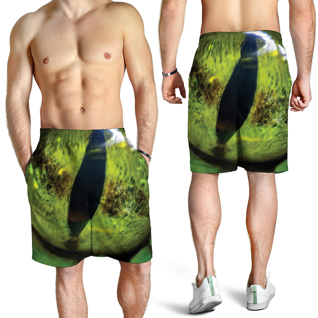 Green Snake Eye Print Men's Shorts