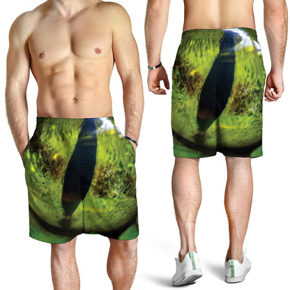 Green Snake Eye Print Men's Shorts