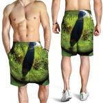 Green Snake Eye Print Men's Shorts