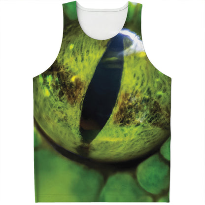 Green Snake Eye Print Men's Tank Top