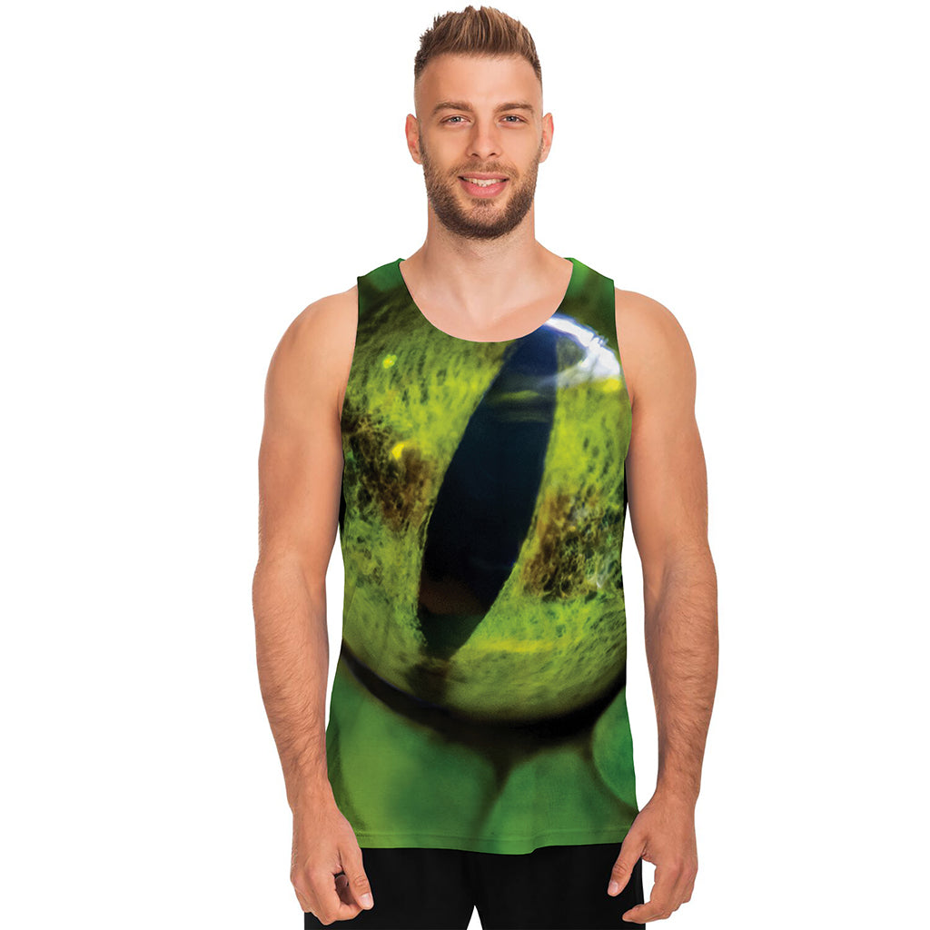 Green Snake Eye Print Men's Tank Top