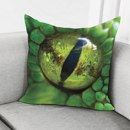 Green Snake Eye Print Pillow Cover