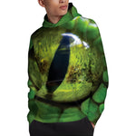 Green Snake Eye Print Pullover Hoodie