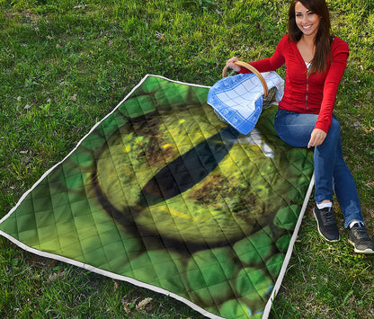 Green Snake Eye Print Quilt