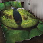 Green Snake Eye Print Quilt Bed Set