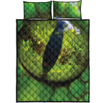 Green Snake Eye Print Quilt Bed Set