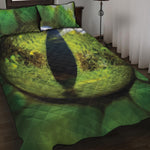 Green Snake Eye Print Quilt Bed Set