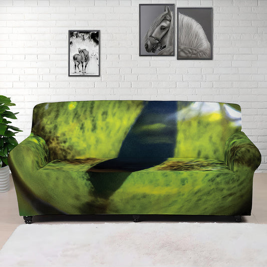 Green Snake Eye Print Sofa Cover