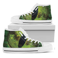 Green Snake Eye Print White High Top Sneakers