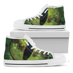 Green Snake Eye Print White High Top Shoes