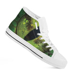 Green Snake Eye Print White High Top Shoes