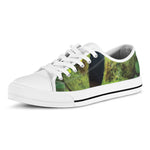 Green Snake Eye Print White Low Top Shoes