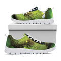 Green Snake Eye Print White Running Shoes