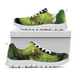 Green Snake Eye Print White Sneakers